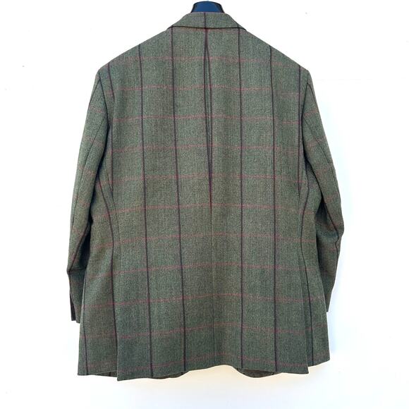 Samuel Windsor Suit Set Jacket Waistcoat Vest Wool Green Plaid 48R - Picture 5 of 12